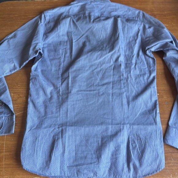 Ted Baker 3 Small Blue Hatch Pattern Button Front Shirt - Picture 5 of 6